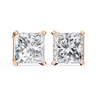 3 Carat Princess Cut Lab Diamond Stud Earrings In Rose Gold