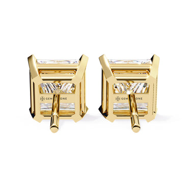 3 Carat Princess Cut Lab Diamond Stud Earrings In Yellow Gold