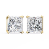 3 Carat Princess Cut Lab Diamond Stud Earrings In Yellow Gold