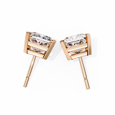 3 Carat Princess Cut Lab Diamond Stud Earrings In Rose Gold