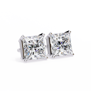 3 Carat Princess Cut Lab Diamond Stud Earrings In White Gold