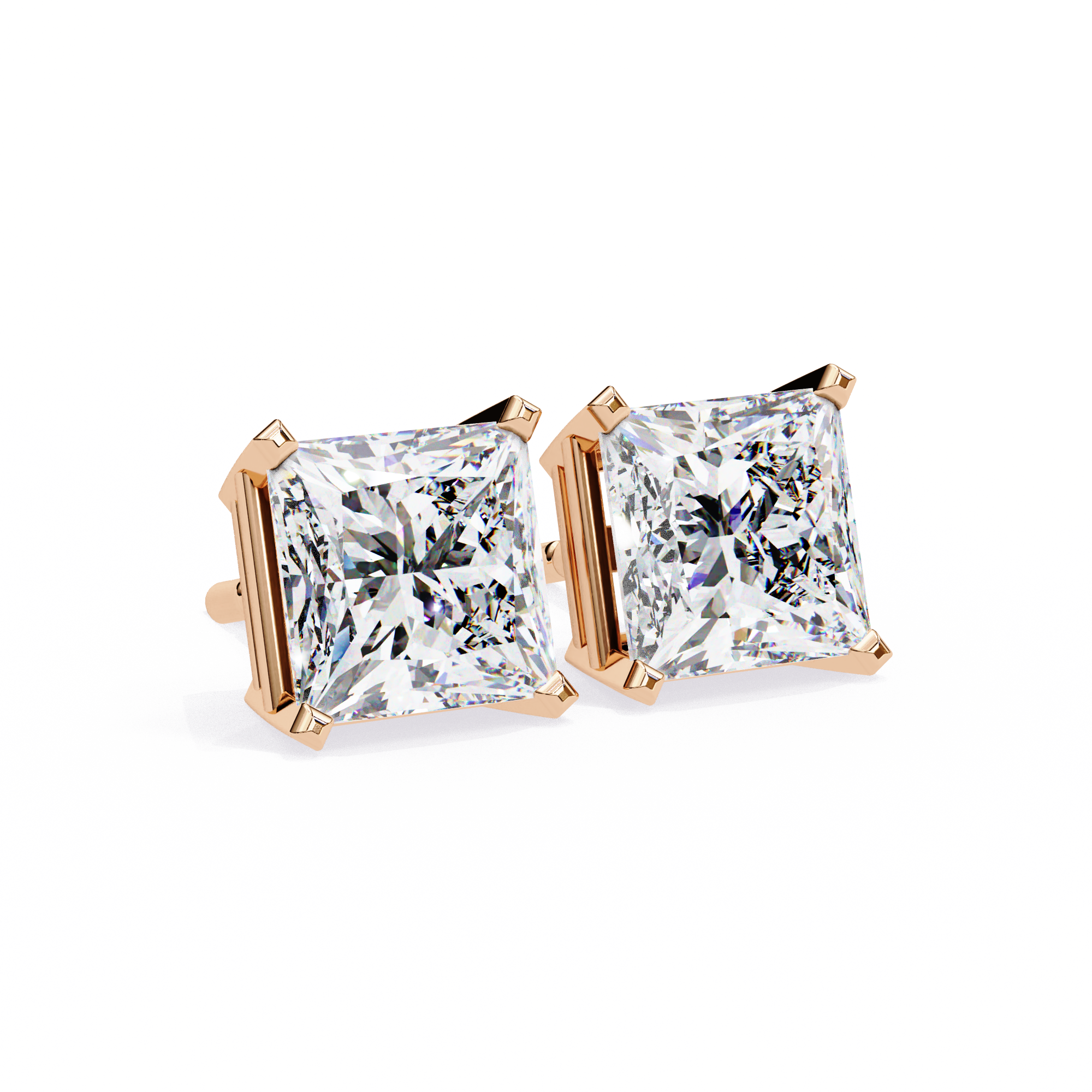 3 Carat Princess Cut Lab Diamond Earrings