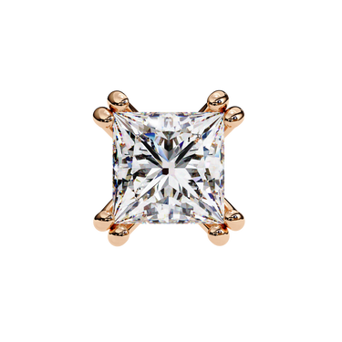 3 Carat Princess Shape Lab Diamond Stud Earrings In Rose Gold