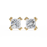 3 Carat Princess Shape Lab Diamond Stud Earrings In Yellow Gold