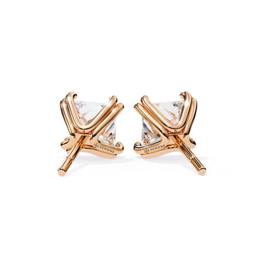 3 Carat Princess Shape Lab Diamond Stud Earrings In Rose Gold