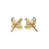 3 Carat Princess Shape Lab Diamond Stud Earrings In Yellow Gold