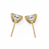 3 Carat Princess Shape Lab Diamond Stud Earrings In Yellow Gold