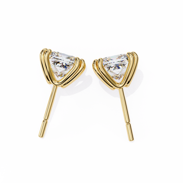 3 Carat Princess Shape Lab Diamond Stud Earrings In Yellow Gold