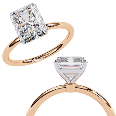 3 Carat Radiant Shape Solitaire Lab Diamond Engagement Ring In Rose Gold