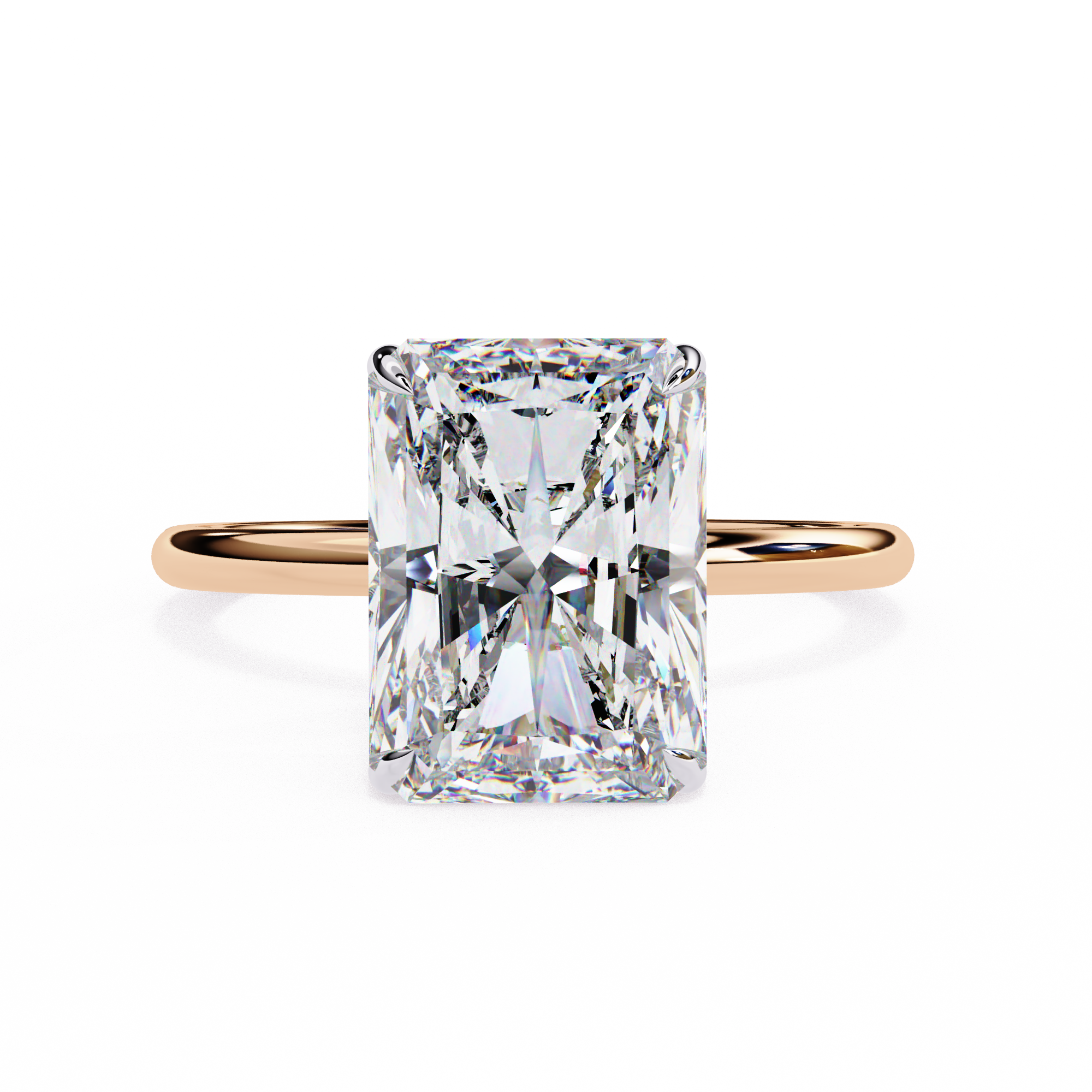 1 Carat Radiant Cut Lab Grown Diamond Engagement Ring In White Gold Rose