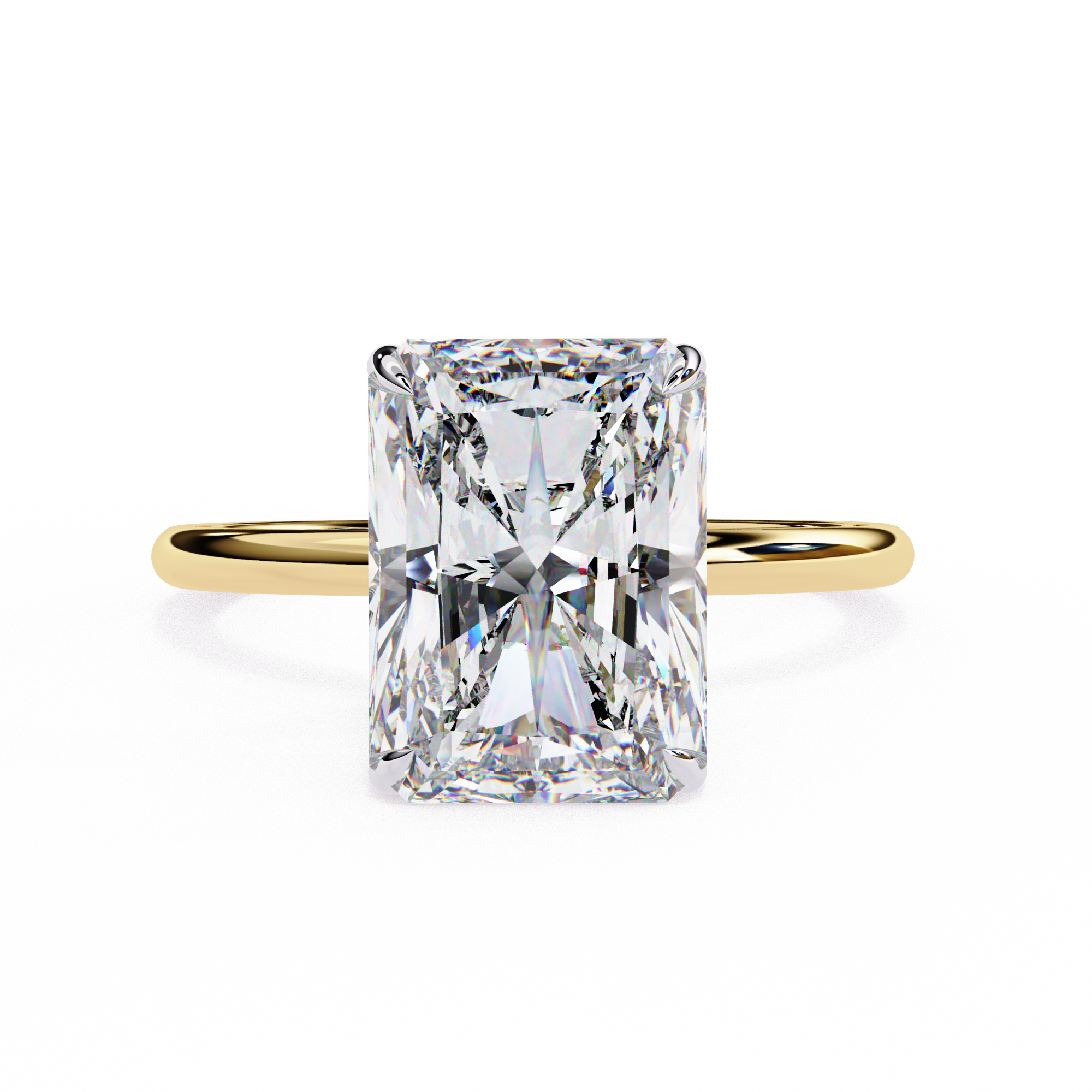 1 Carat Radiant Cut Lab Grown Diamond Engagement Ring In White Gold Yellow
