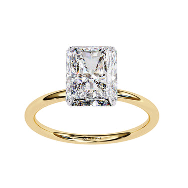 3 Carat Radiant Shape Solitaire Lab Diamond Engagement Ring In Yellow Gold