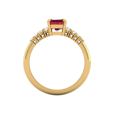 3 Carat Emerald Cut Prong Setting Ruby Gemstone Engagement Ring