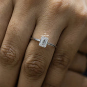 1 Ct Emerald Shape Lab Grown Diamond Solitaire Ring