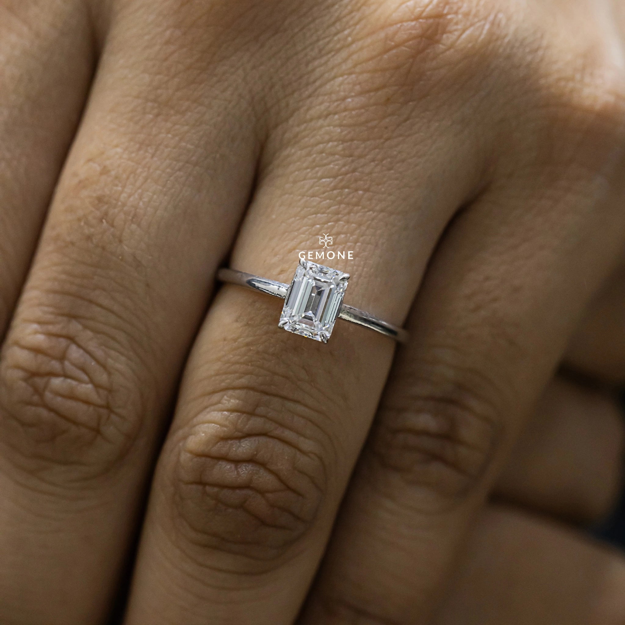 1 Ct Emerald Shape Lab Grown Diamond Solitaire Ring