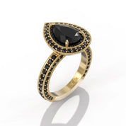 3 Ct Wt Pear Shaped Double Black Diamond Halo Ring Black Diamond Engagement Ring