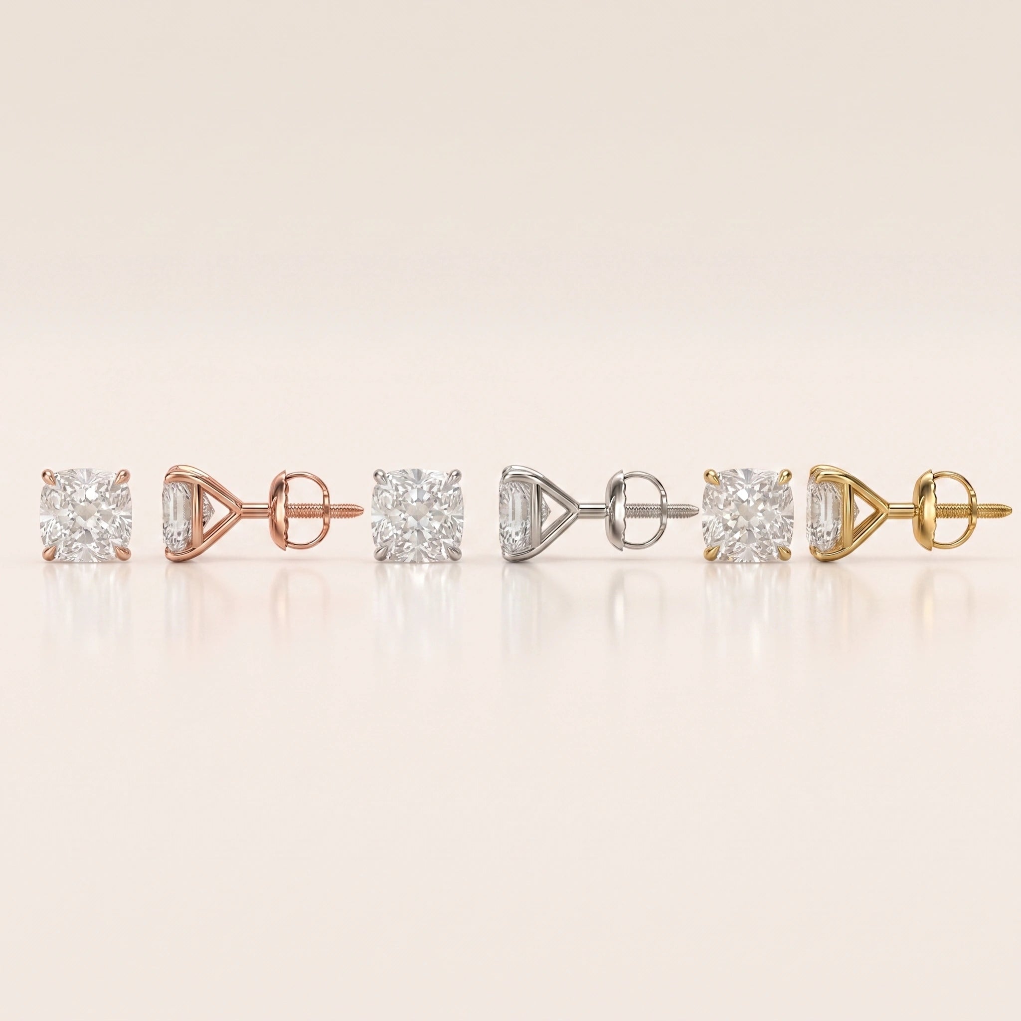 0.50 Ct to 5 Carat Round Stud Earrings in Multiple Settings Martini Setting