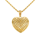 1.40 Carat Round Cut Pave Setting Heart Broken Design Diamond Pendant in Yellow Gold