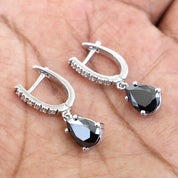 7.34 Ct Pear Cut Prong Set Black & White Diamond Earrings