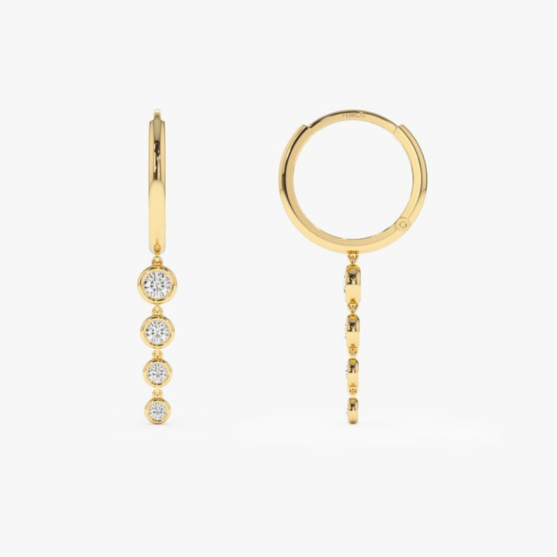 1 Carat Pear And Round Cut Prong Set Diamond Drop Earrings