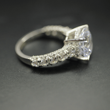 4 Carat Round Cut Accent Engagement Ring