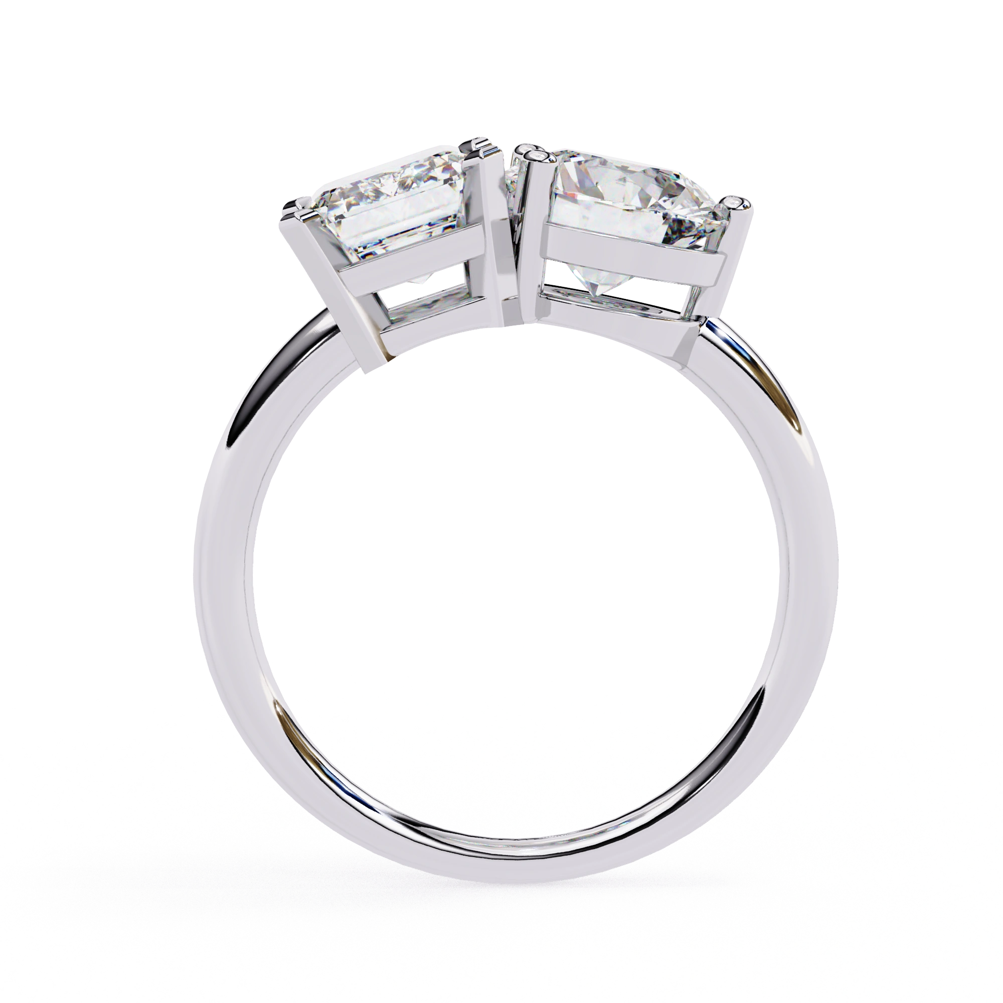 4.25 Ct Lab Created Diamond Rings Toi Et Moi Emerald And Round White