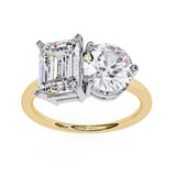 4.25 Ct Lab Created Diamond Rings Toi Et Moi Emerald And Round White