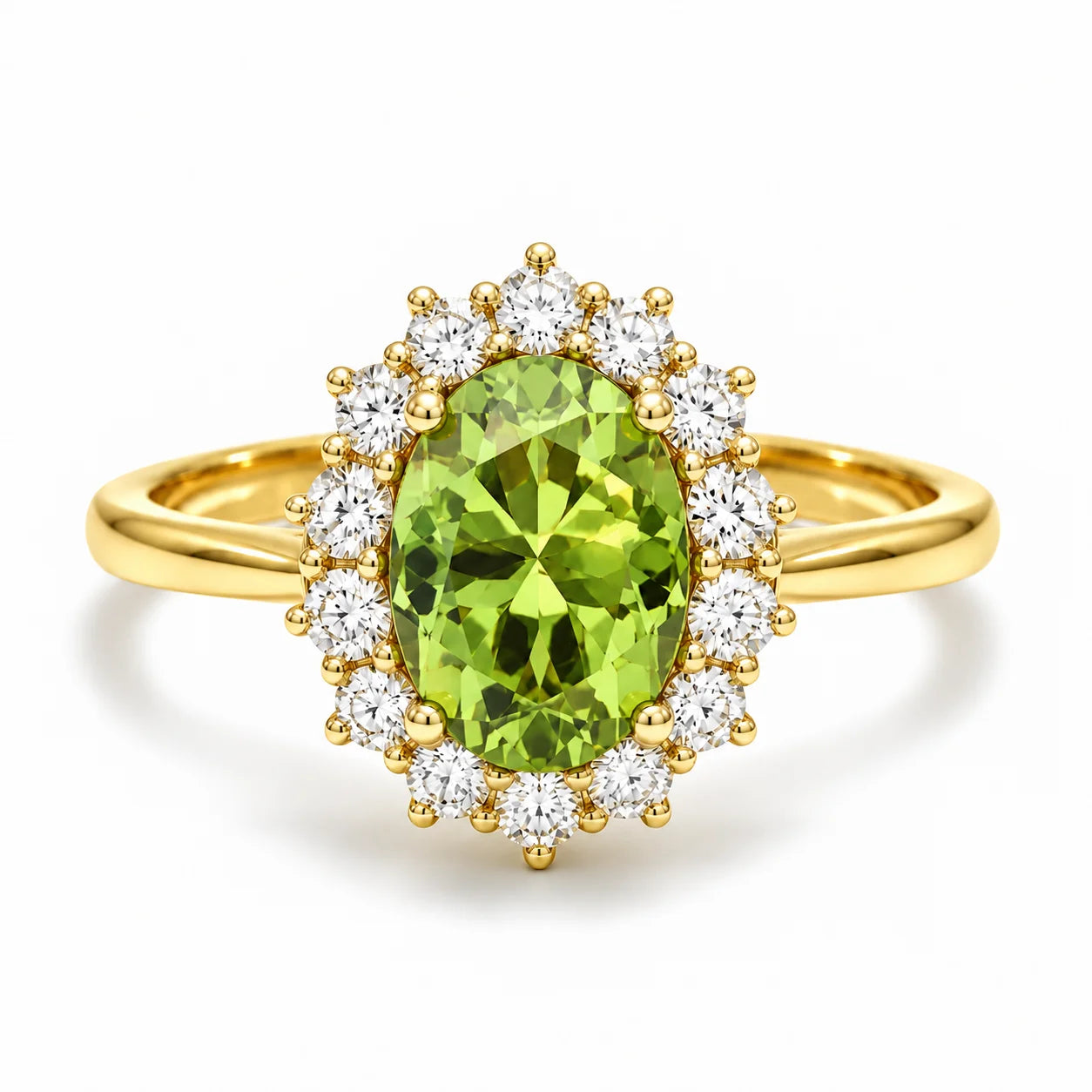 4.70 Carat Green Oval Diamond Halo Ring
