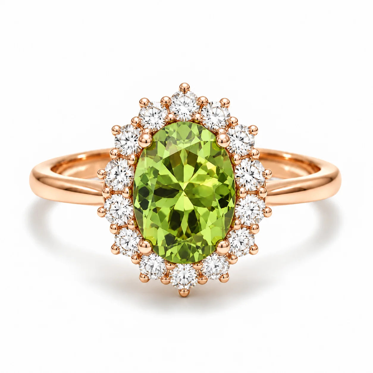 4.70 Carat Green Oval Diamond Halo Ring