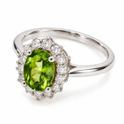 4.70 Carat Green Oval Diamond Halo Ring
