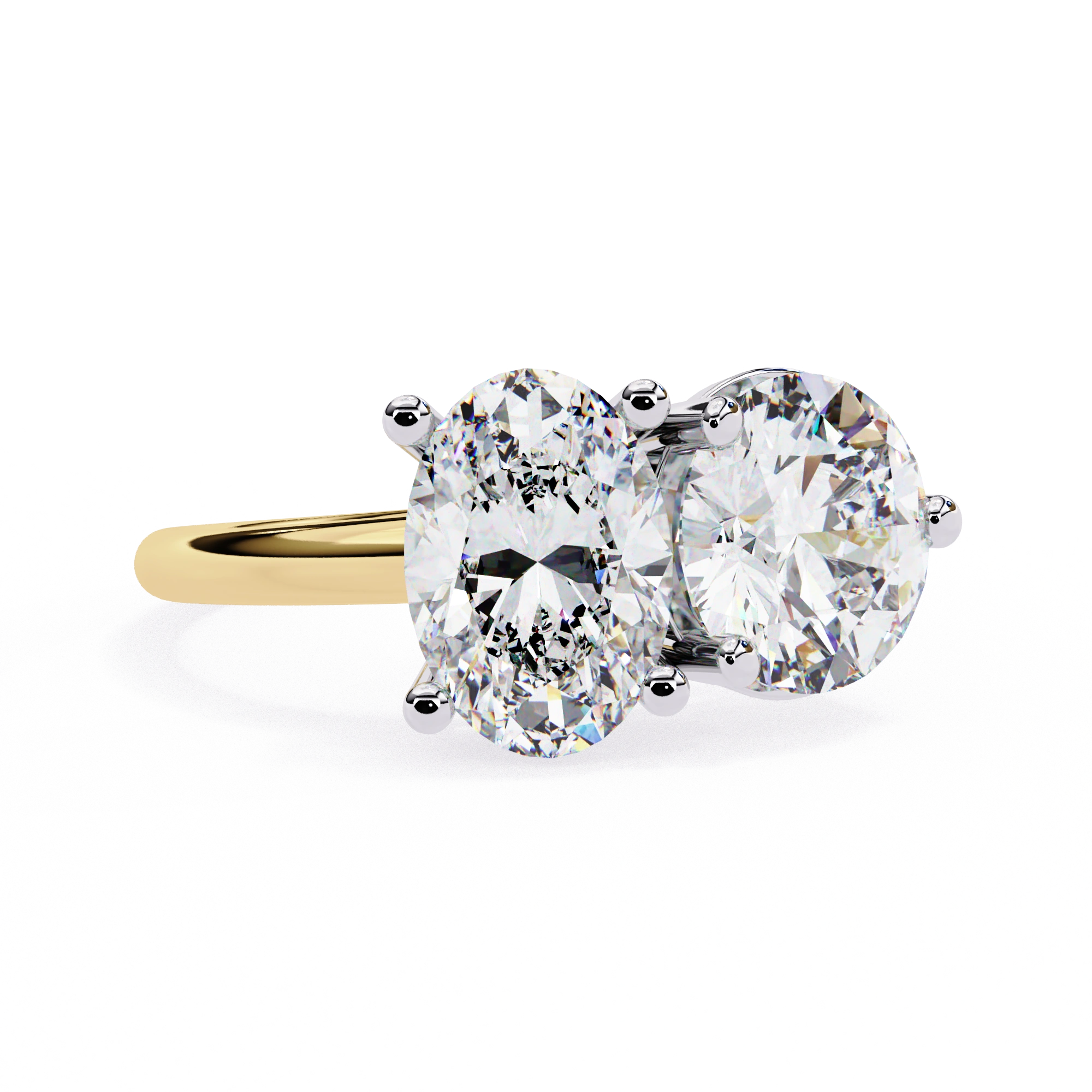 4.80 Ct Toi Et Moi Engagement Ring With Oval And Round Diamonds Lab Diamond