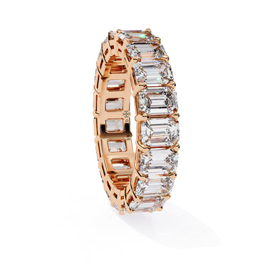 4.90 Carat Emerald Cut Lab Dimaond Eternity Wedding Band In Rose Gold