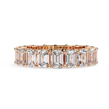 4.90 Carat Emerald Cut Lab Dimaond Eternity Wedding Band In Rose Gold