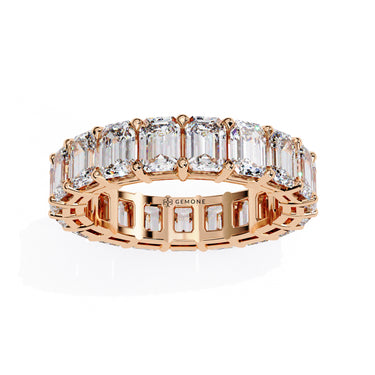 4.90 Carat Emerald Cut Lab Dimaond Eternity Wedding Band In Rose Gold