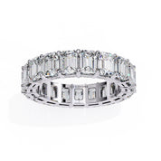 4.90 Carat Emerald Cut Lab Diamond Eternity Wedding Band In White Gold
