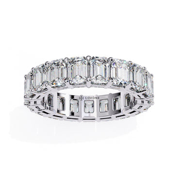 4.90 Carat Emerald Cut Lab Dimaond Eternity Wedding Band In White Gold