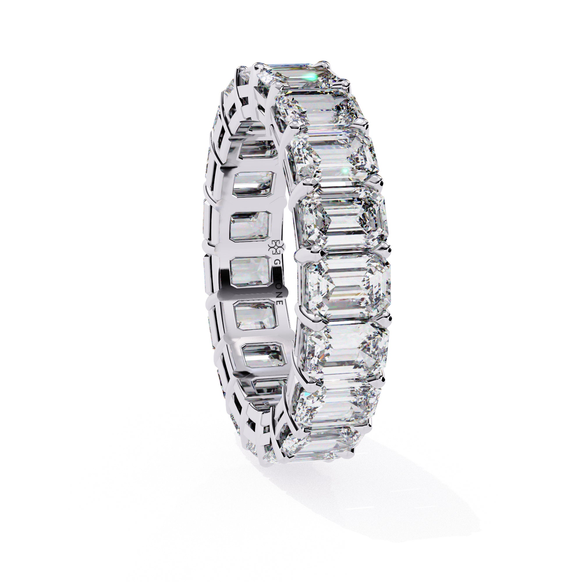 4.90 Carat Emerald Cut Lab Diamond Eternity Wedding Band In White Gold