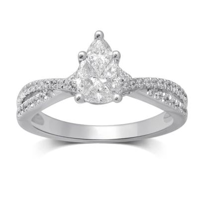Tanache 14K 1 1/4 Carat Diamond Ring IGI Certified 14K White Gold Natural Diamond  Rings for women 100% Real Diamond Pie Cut Emerald Shape Ring Engagement  Rings for Women (Diamond jewelry gift) :