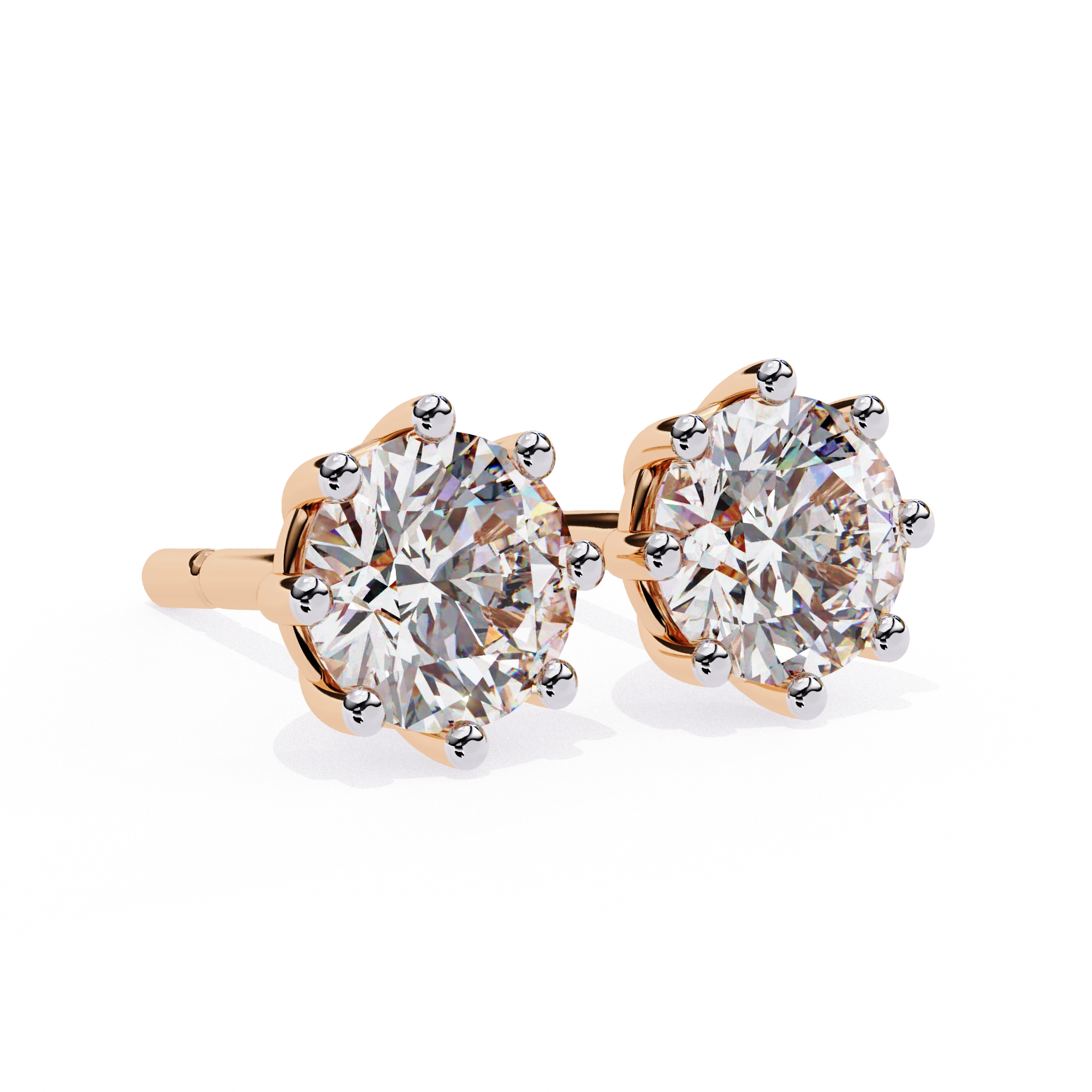1.30 Ct Prong Set Diamond Stud Earrings for Women 18K Rose Gold Natural Diamond