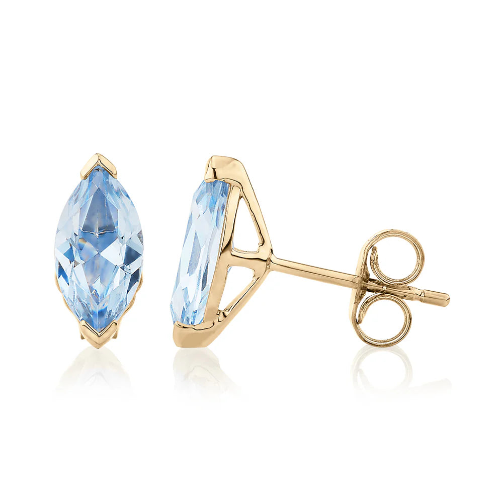4 Carat Marquise Lab Grown Blue Diamond Earrings
