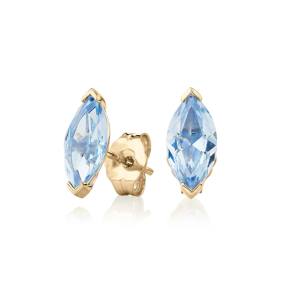 4 Carat Marquise Lab Grown Blue Diamond Earrings