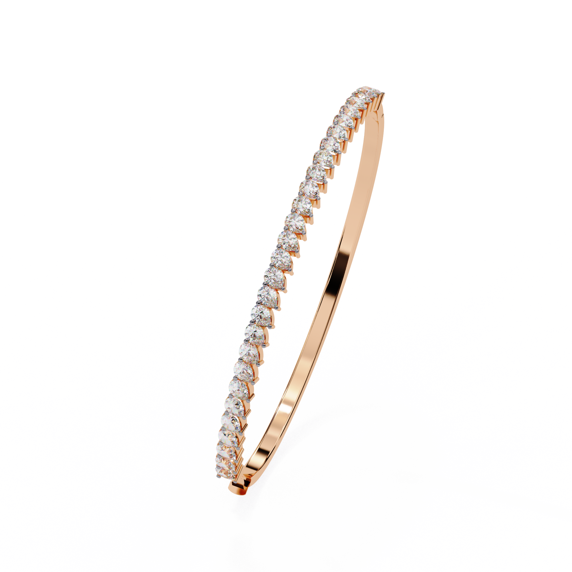 6.09 Carat Pear Shape Diamond Bangle Bracelet In Rose Gold