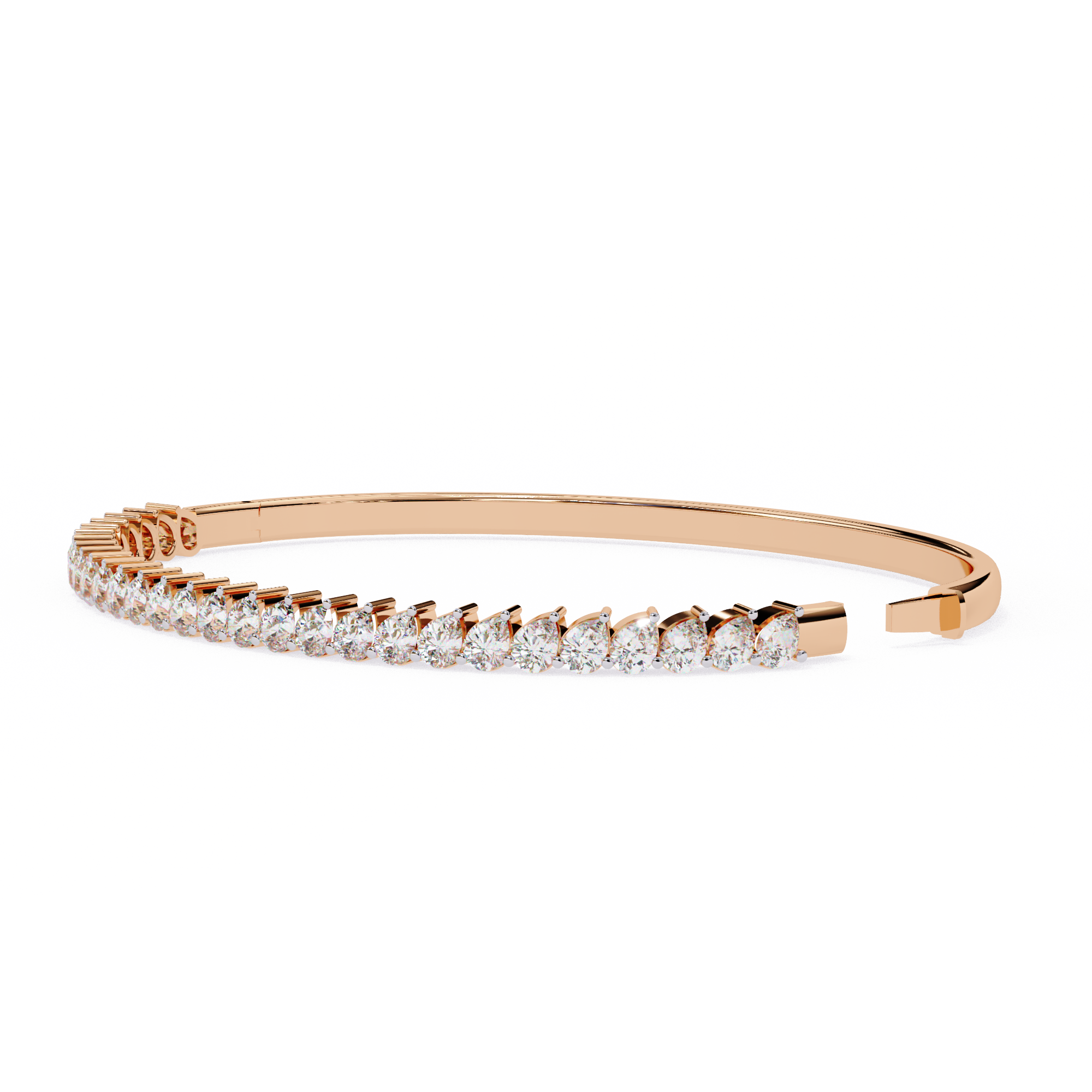 6.09 Carat Pear Shape Diamond Bangle Bracelet In Rose Gold