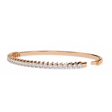 4 Carat Pear Shape Diamond Bangle Bracelet In Rose Gold