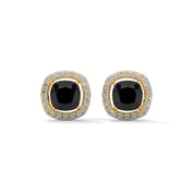 3.8 Ct Black Diamond Halo Earrings Screw Back White Gold 18K Yellow Gold
