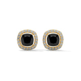 3.8 Ct Black Diamond Halo Earrings Screw Back White Gold
