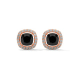 3.8 Ct Cushion Cut Diamond Halo Black Diamond Stud Earrings