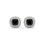 3.8 Ct Cushion Cut Diamond Halo Black Diamond Stud Earrings