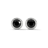 3.80 Carat Round Cut Diamond Bezel Set Black Diamond Stud Earrings