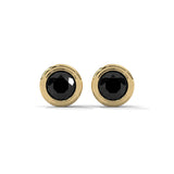 3.80 Carat Round Cut Diamond Bezel Set Black Diamond Stud Earrings